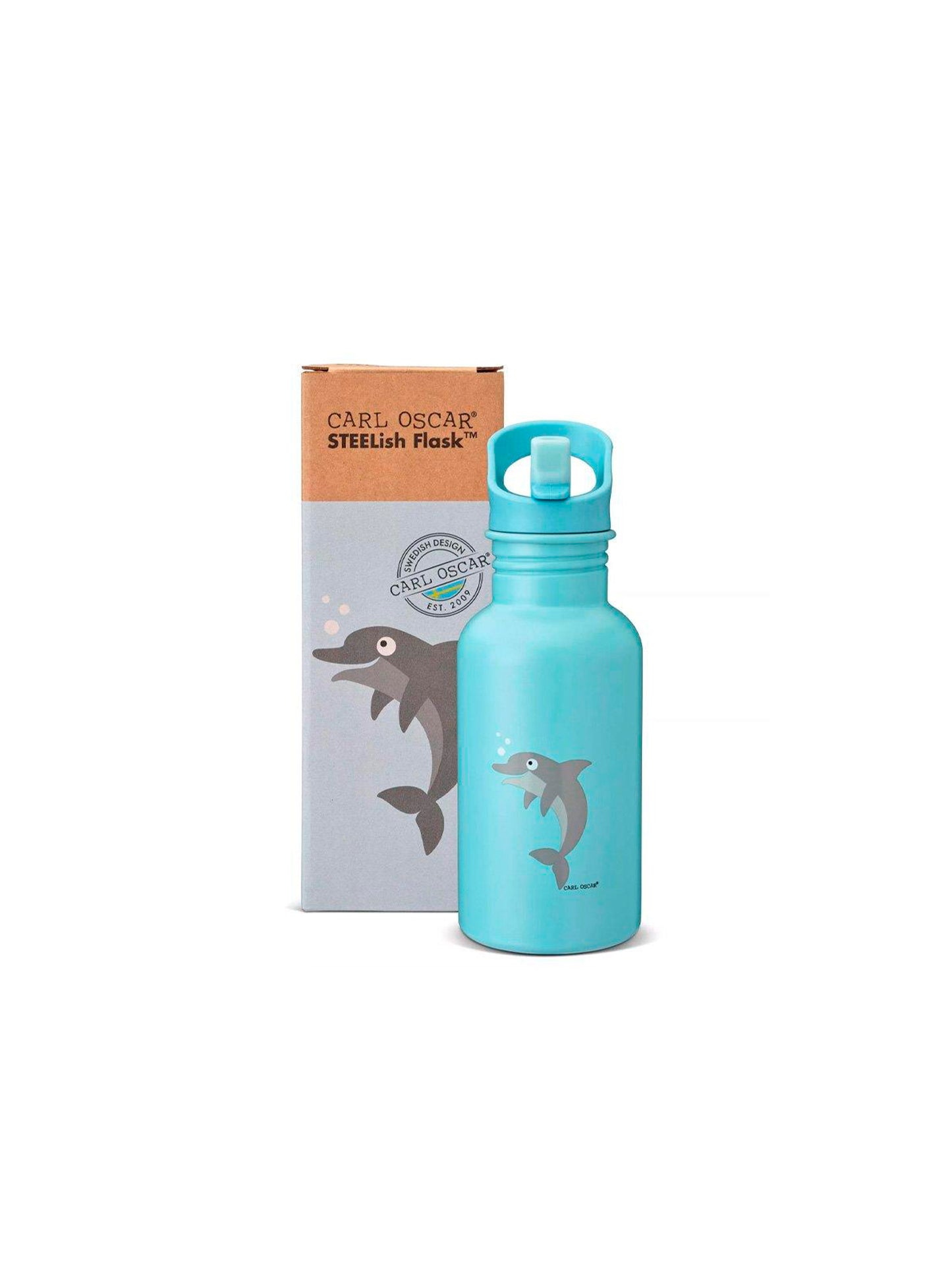 BOTELLA CON PAJITA DE ACERO INOX DELPHIN