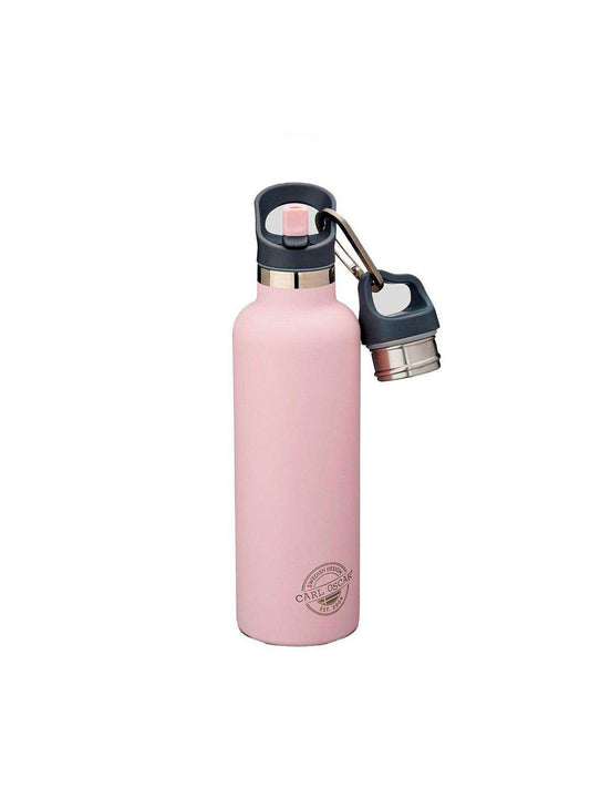 BOTELLA CON PAJITA DE ACERO INOX ROSA