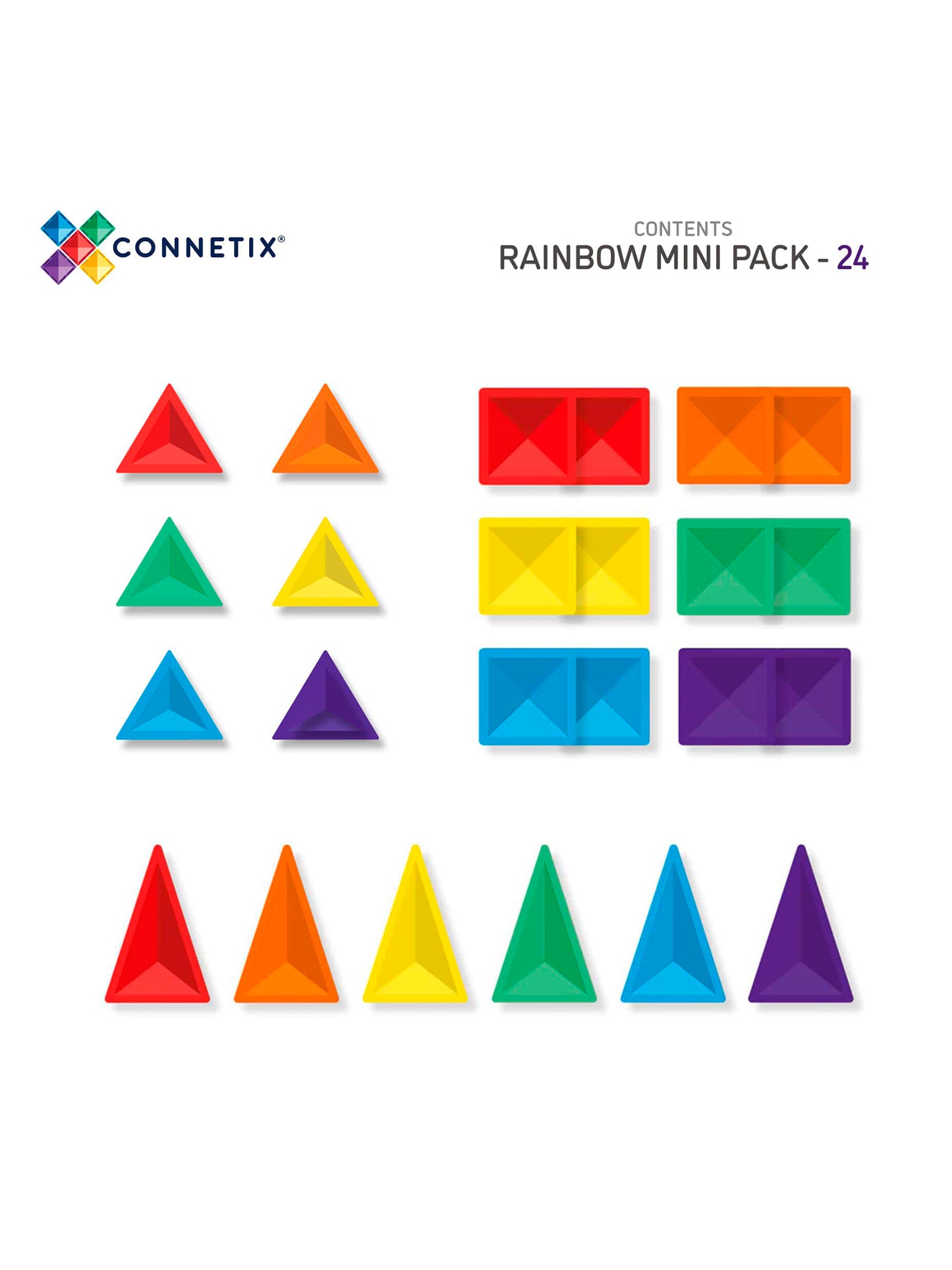 24 PIEZAS MAGNÉTICAS CONNETIX RAINBOW MINI PACK